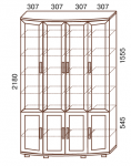 Шкаф эркерный закругленный 4-х створчатый со стеклянными дверями